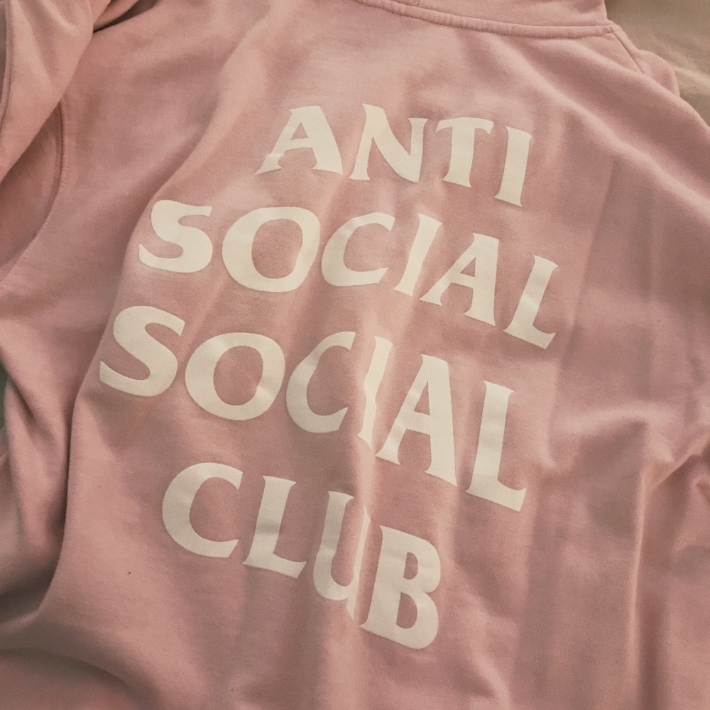 ASSC anti social social club pink logo hoodie
